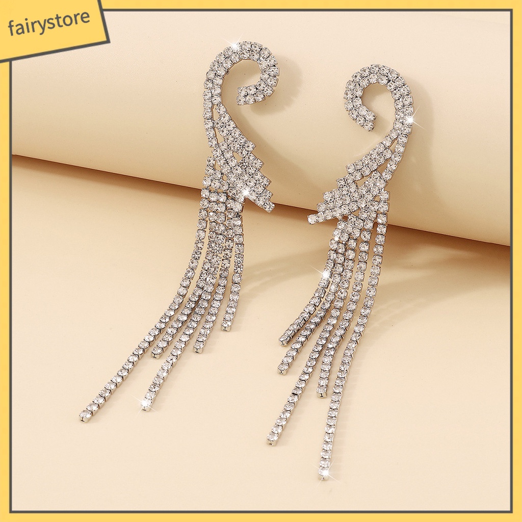 1 Đôi Bông Tai Dáng Dài Đính Đá Phong Cách Bohemian Thời Trang Sang Trọng