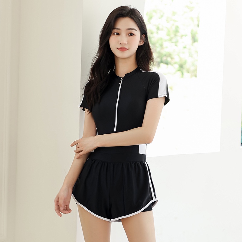 Bikini đi biển 2 mảnh áo váy kín đáo CÓ MÚT CÓ SIZE- Đồ bơi nữ tay dài váy xòe AA7518