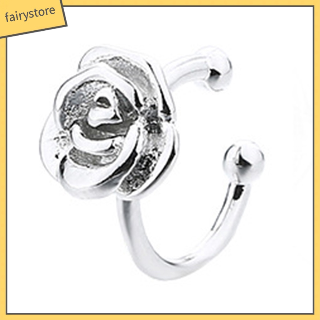 1 Khuyên Kẹp Vành Tai Hình Bông Hoa Mạ Điện Sáng Bóng Không Cần Xỏ Lỗ Dành Cho Nữ Dự Tiệc