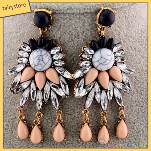 Bông Tai Hình Hoa Đính Đá Phong Cách Retro Dành Cho Nữ