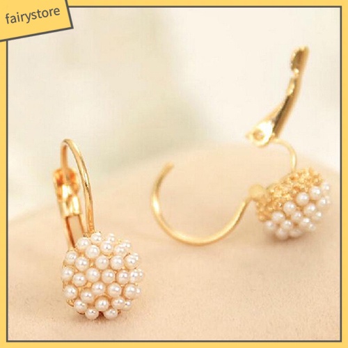 Khuyên Tai Tròn Đính Hạt Ngọc Trai Giả Thời Trang Cho Nữ