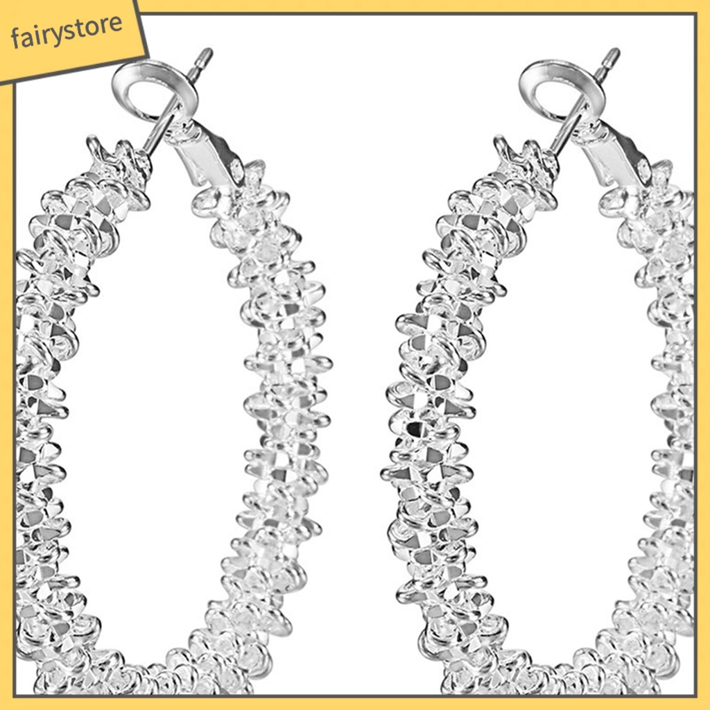 Bông Tai Mạ Bạc Dạng Vòng Chống Gỉ Sét Thời Trang Dự Tiệc Cho Nữ