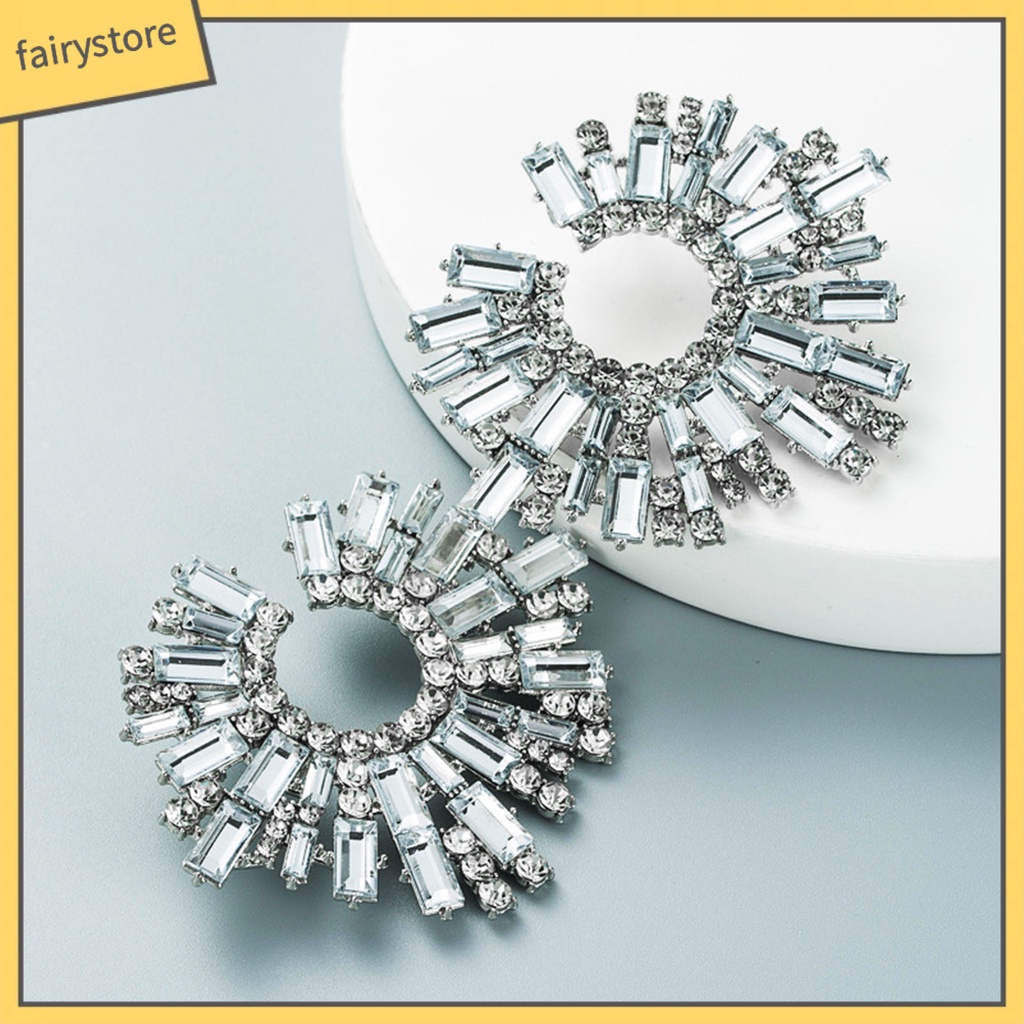 1 Đôi Bông Tai Hình Hoa Hướng Dương Đính Đá Nhiều Màu Phong Cách Bohemian