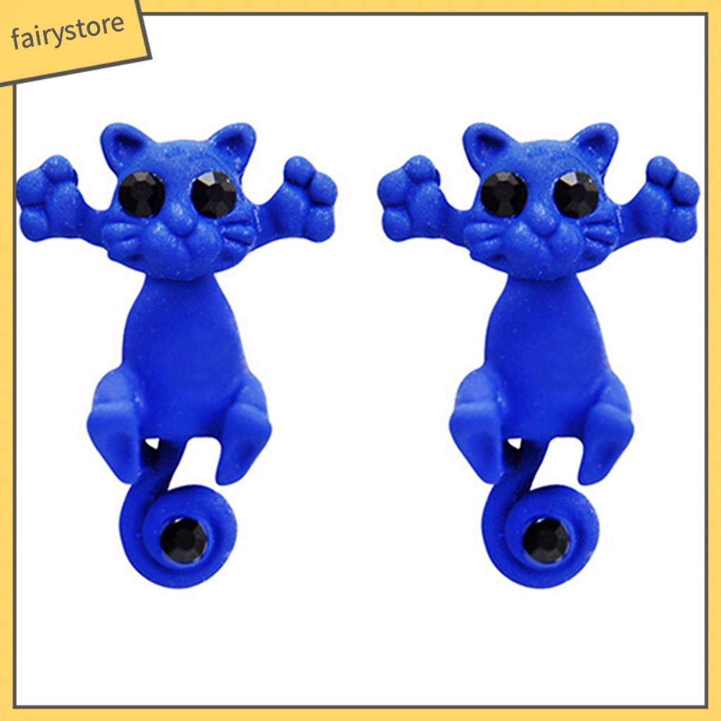 Bông Tai Hình Mèo Hoạt Hình Phong Cách Punk Dễ Thương Cho Nữ