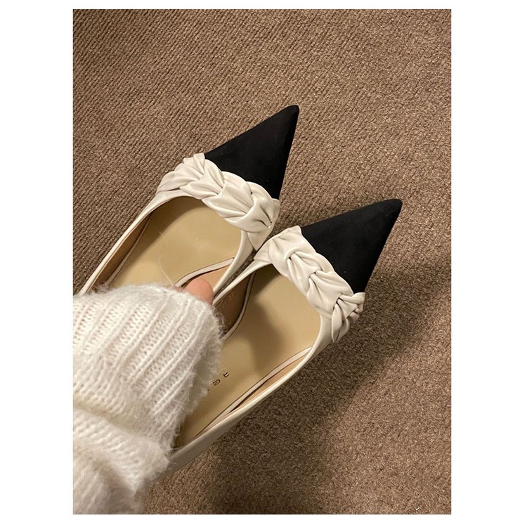 Giày Cao Gót Mũi Nhọn Mẫu Mới 2023 Phong Cách Pháp Thời Trang Thanh Lịch Cho Nữ