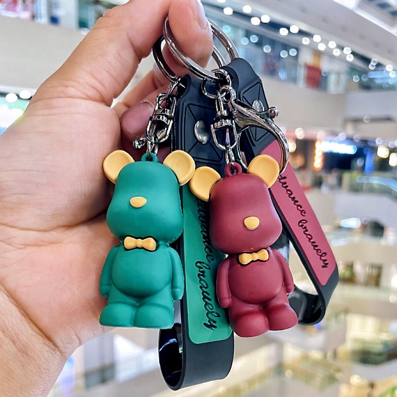 Móc Khóa Xe Hơi Hình Gấu Thắt Nơ Phong Cách Bắc Âu Sáng Tạo