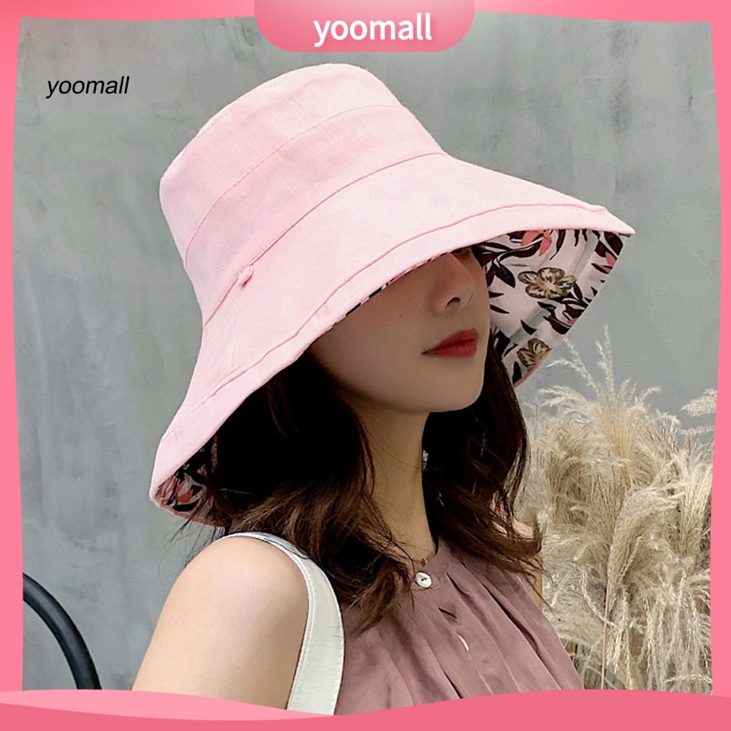 Mũ Vành Tròn Dây Rút Hai Mặt Thời Trang Mùa Hè Cho Nữ