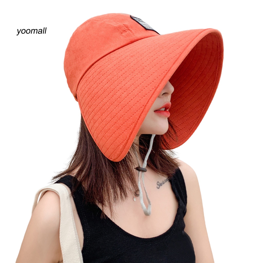 Mũ Rộng Vành Chống Nắng Co Giãn Màu Trơn Thời Trang Mùa Hè Cho Nữ