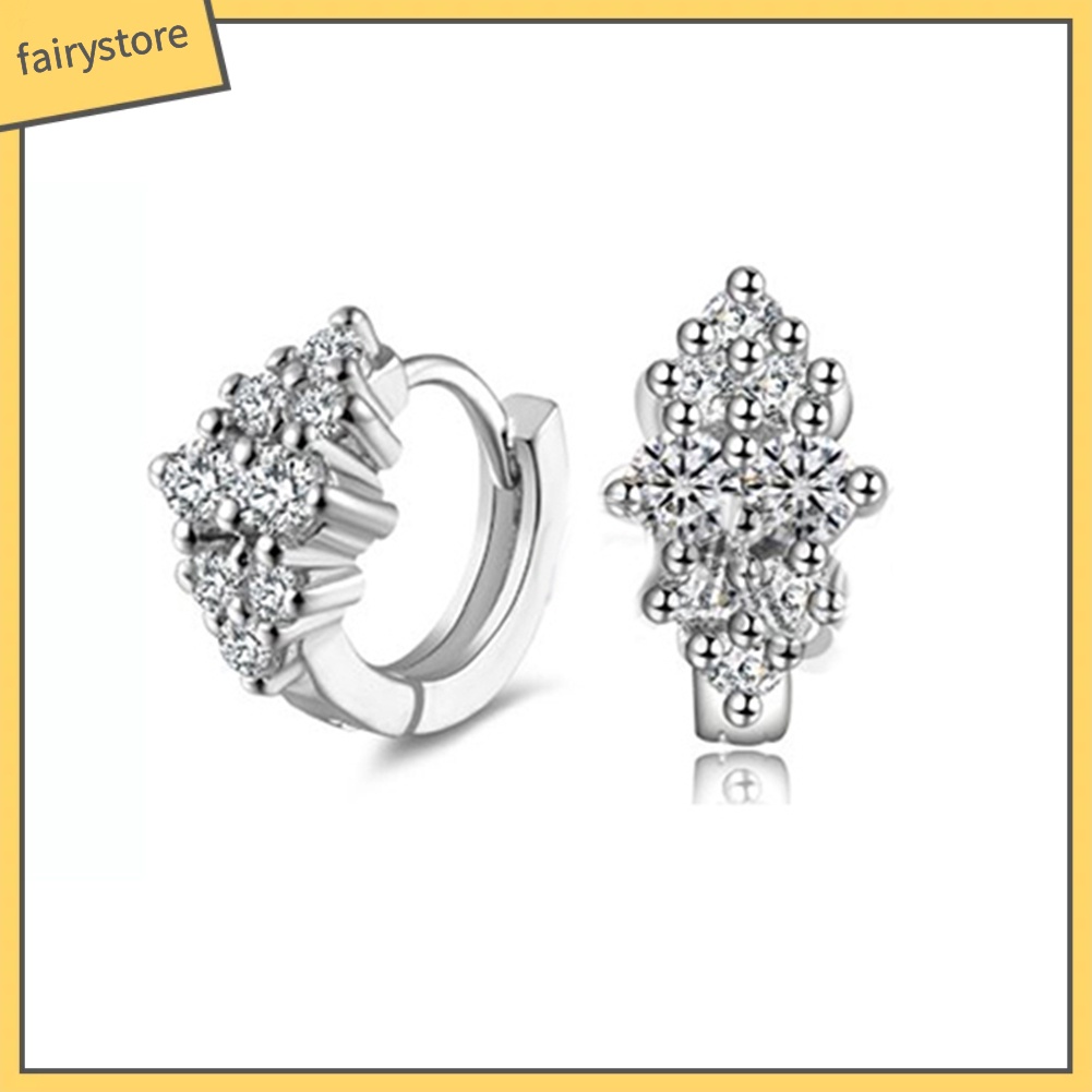 Đôi Bông Tai Khoen Tròn Đính Đá Thời Trang Cho Nữ