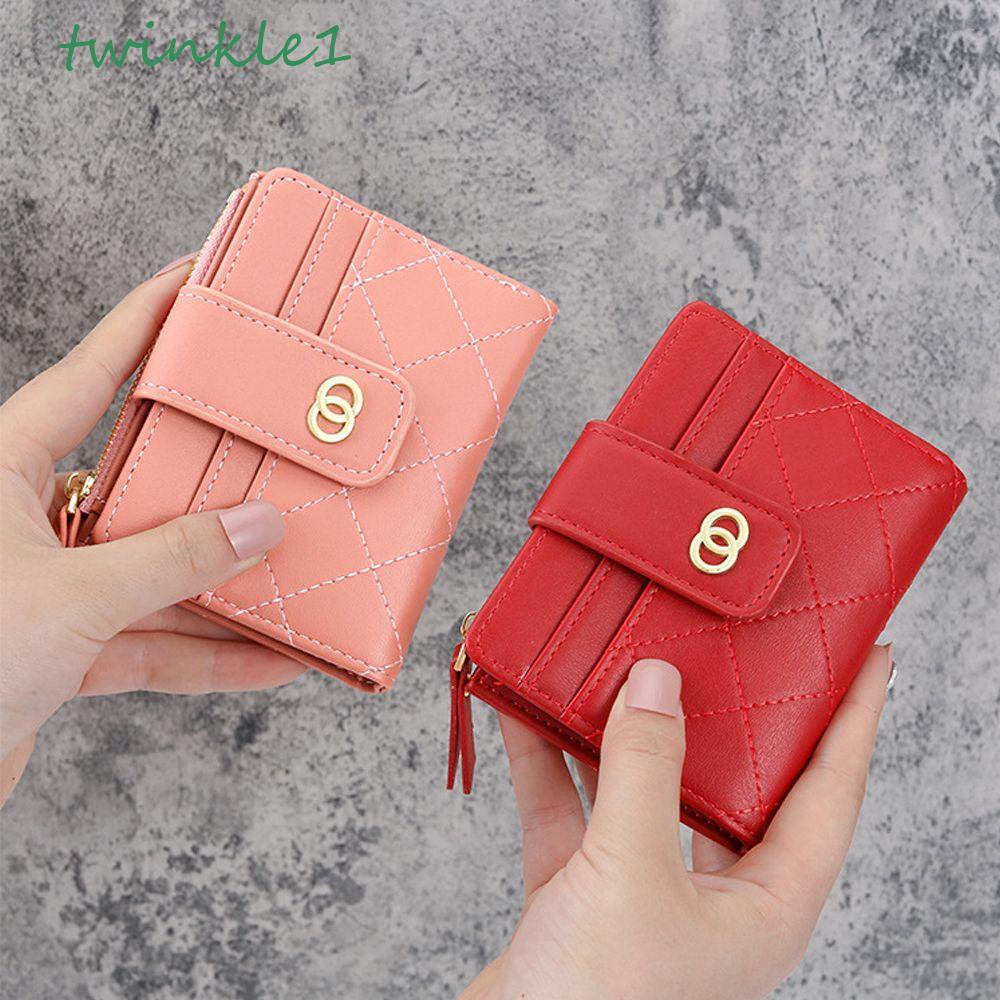 Ví Đựng Tiền Xu Bằng Da PU Đính Hai Vòng Nhẫn Đa Năng Dành Cho Nữ