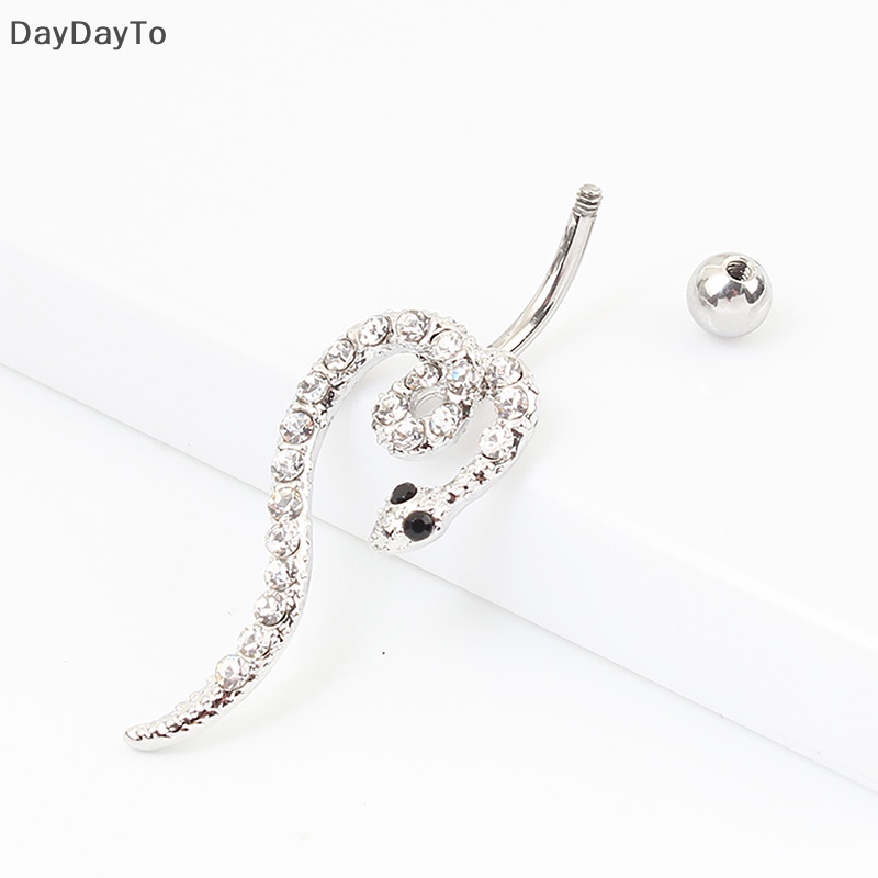 Khuyên Rốn Inox Hình Rắn Đính Đá Pha Lê Gợi Cảm