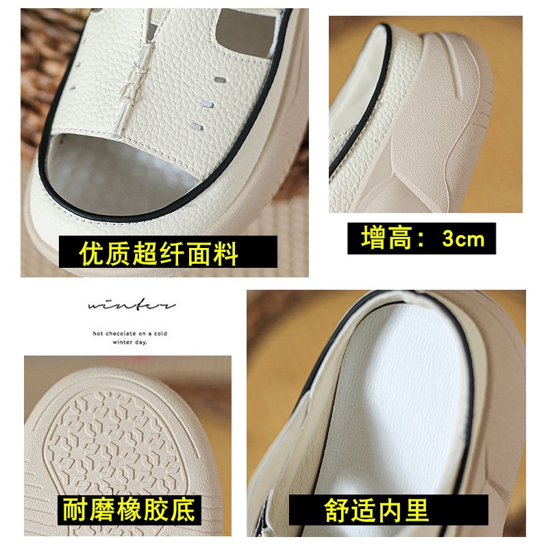 Duoya Tóc Thẳng ~ [Hàng Có Sẵn] Dép Da Mềm Đế Dày Mềm Mại Đính Kim Cương Rỗng Dễ Phối Đồ Hàng Ngày Cho Nữ