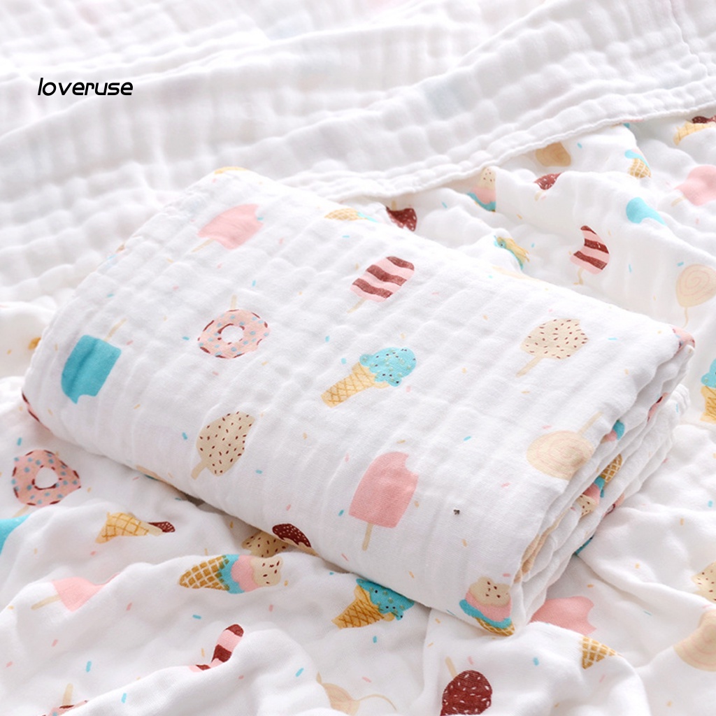 Chăn Cotton Mỏng In Họa Tiết Hoạt Hình Giữ Khô Mắt Cho Bé Sơ Sinh