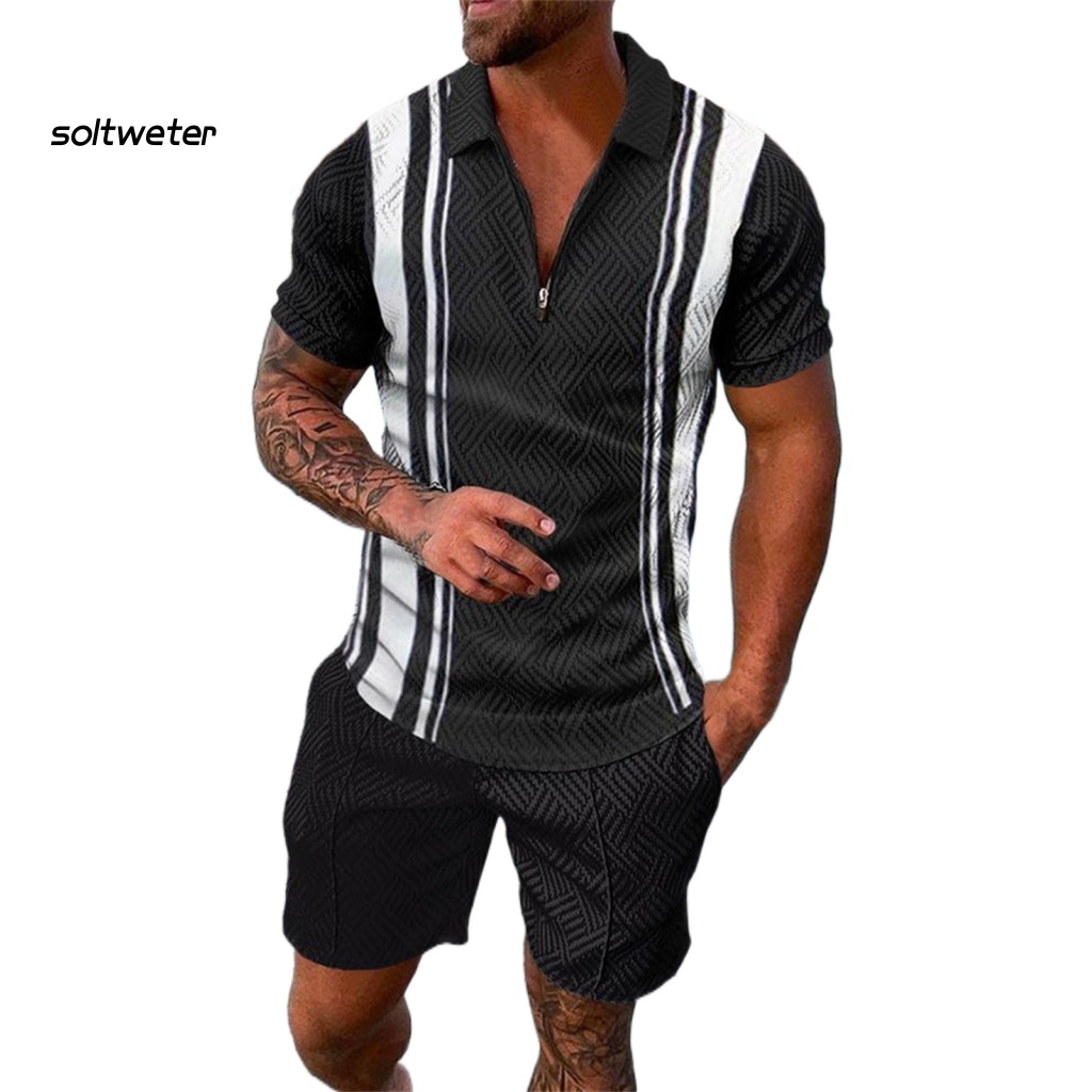 1 Bộ Đồ Thể Thao Áo Cổ Bẻ In Họa Tiết 3D Có Túi Thời Trang Mùa Hè Cho Nam