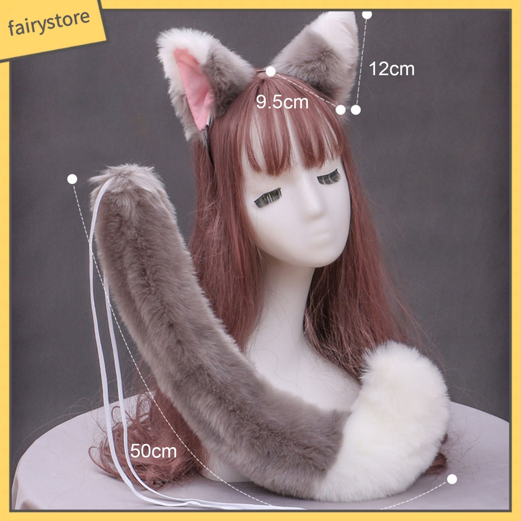 Set 2 Băng Đô Bông Màu Trơn Kèm Dây Đeo Tai Dùng Hóa Trang Lolita