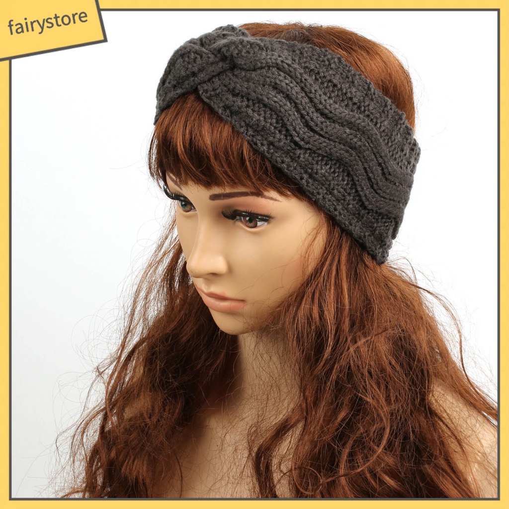 Băng Đô Cài Tóc Vải Lông Cừu Dày Dặn Co Giãn Màu Trơn Thắt Nút Dành Cho Nữ