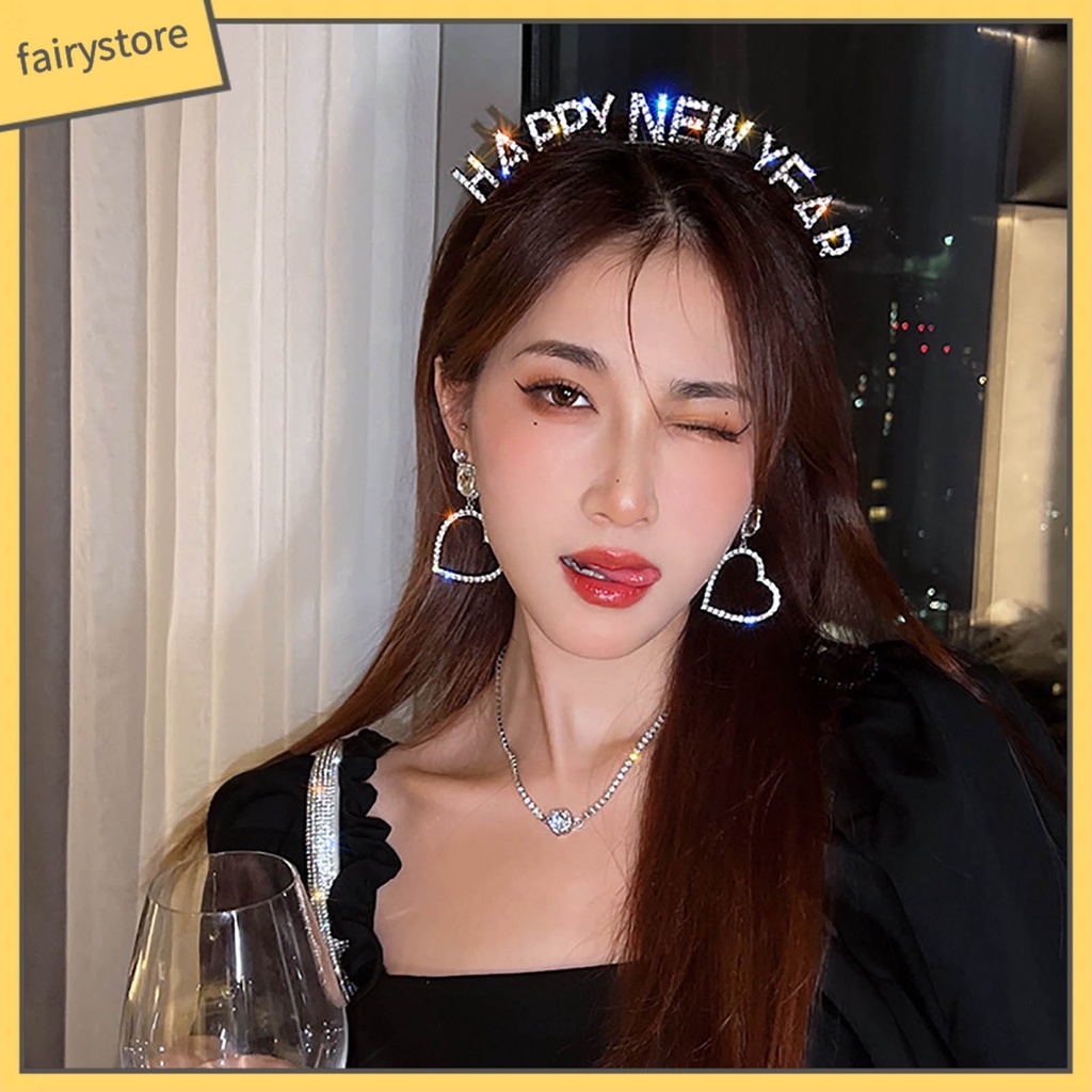 Băng Đô Cài Tóc Co Giãn Chống Trượt Đính Đá Lấp Lánh Thời Trang Cho Nữ