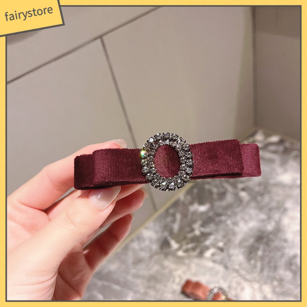 Kẹp Tóc Hình Nơ Đính Đá Hai Lớp Chống Trượt Phong Cách Hàn Quốc