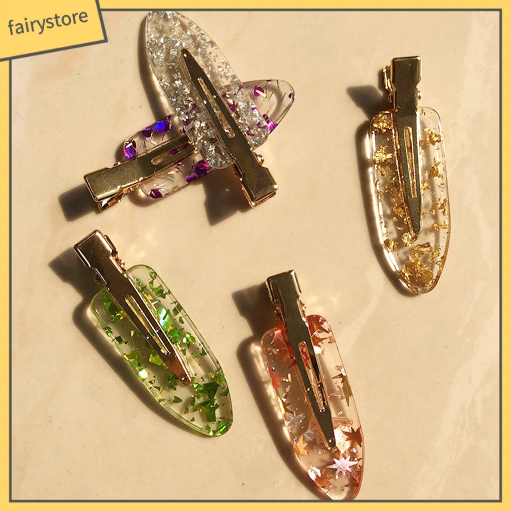 1 Cặp Kẹp Tóc Hình Chiếc Lá Bằng Kim Loại Gọn Nhẹ Không Lông Xù