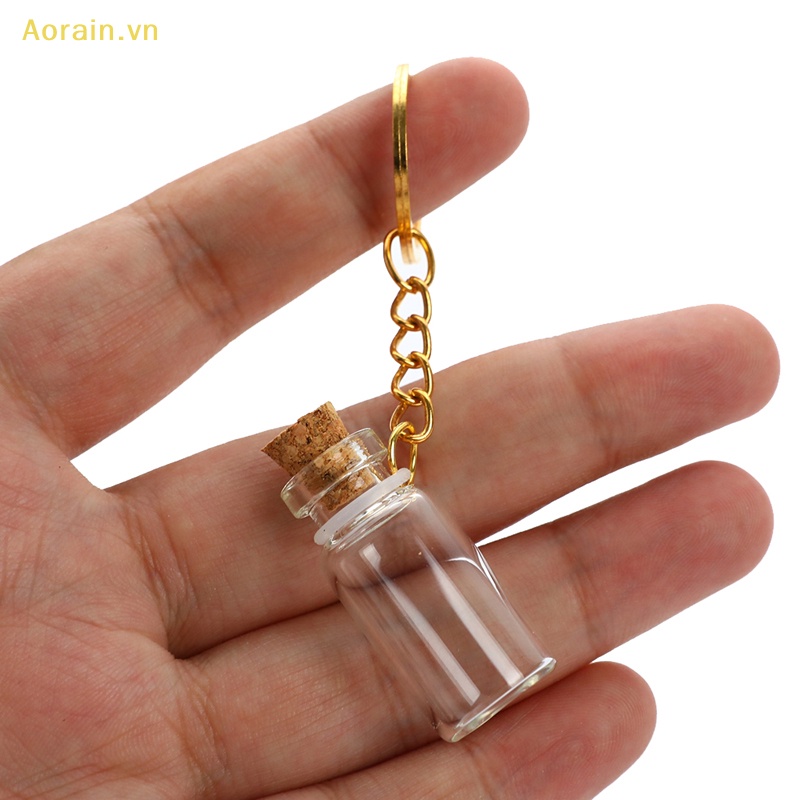 {Aorain} Set 5 Lọ Thủy Tinh Mini Đựng Điều Ước Có Mặt Dây Chuyền