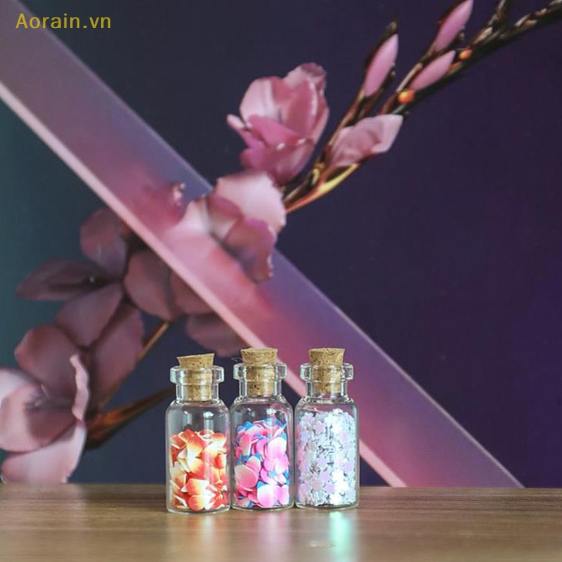 {Aorain} Set 5 Lọ Thủy Tinh Mini Đựng Điều Ước Có Mặt Dây Chuyền