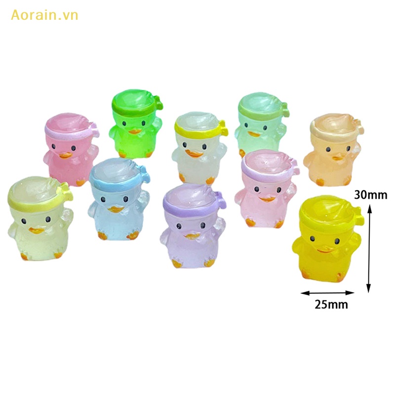 {Aorain} Set 5 Chú Vịt Nhỏ Bằng Nhựa Phát Sáng Trong Bóng Tối Trang Trí Tiểu Cảnh