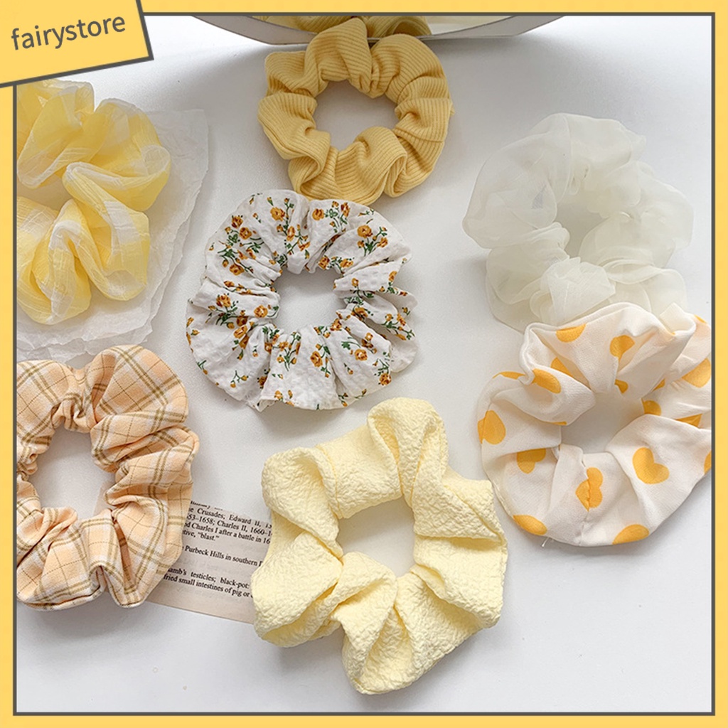 Dây Buộc Tóc Co Giãn Chống Trượt Chống Rơi In Họa Tiết Hoa Xinh Xắn Cho Nữ