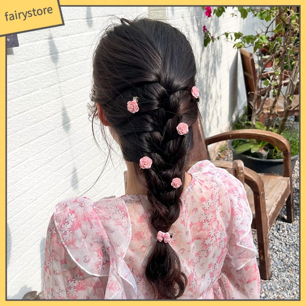 Kẹp Tóc Hình Nơ Hoa Hồng Mini Bằng Hợp Kim Chống Trượt Trang Trí Hàng Ngày Cho Nữ
