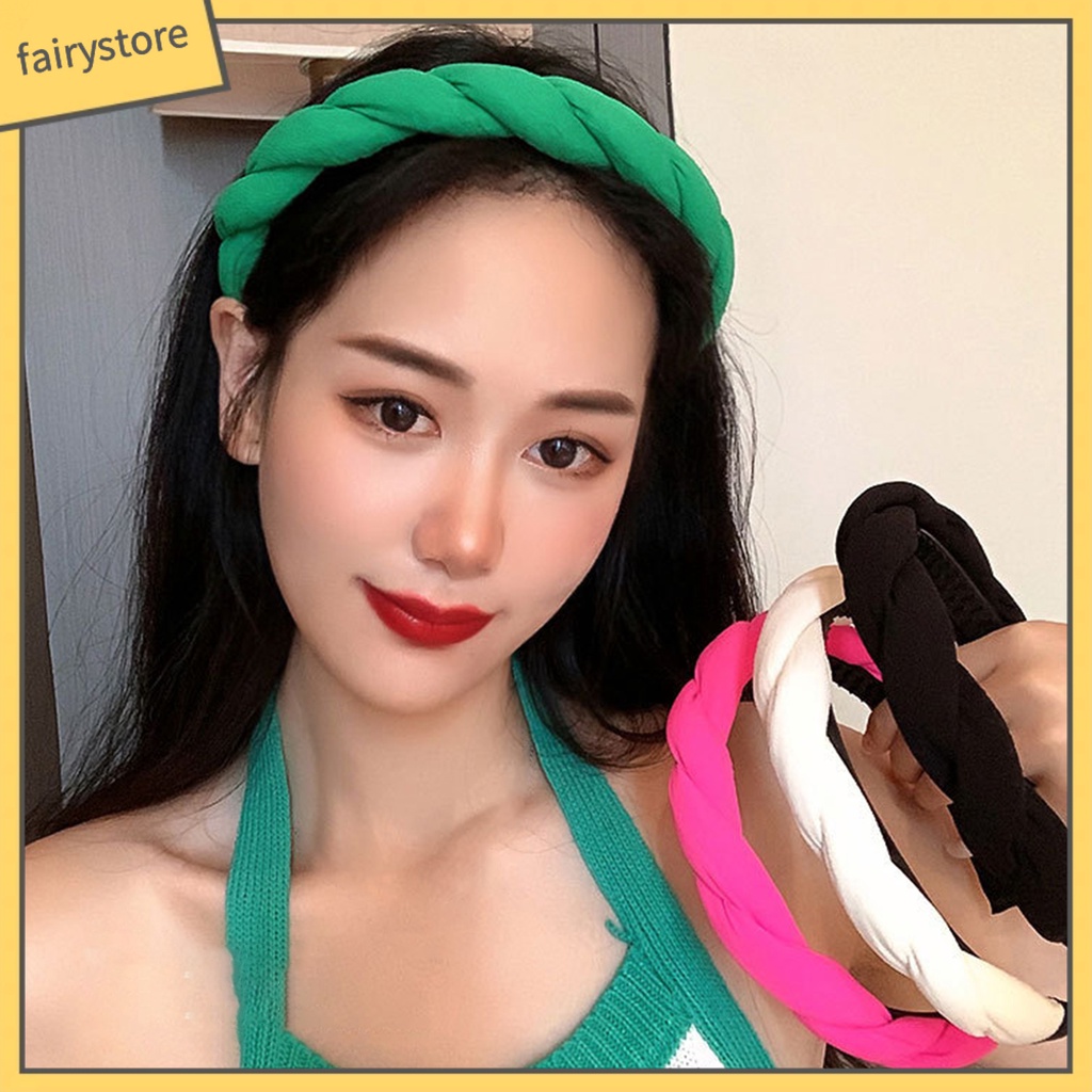 Băng Đô Cài Tóc Bằng Xốp Đàn Hồi Màu Sắc Trơn Cổ Điển Dành Cho Nữ