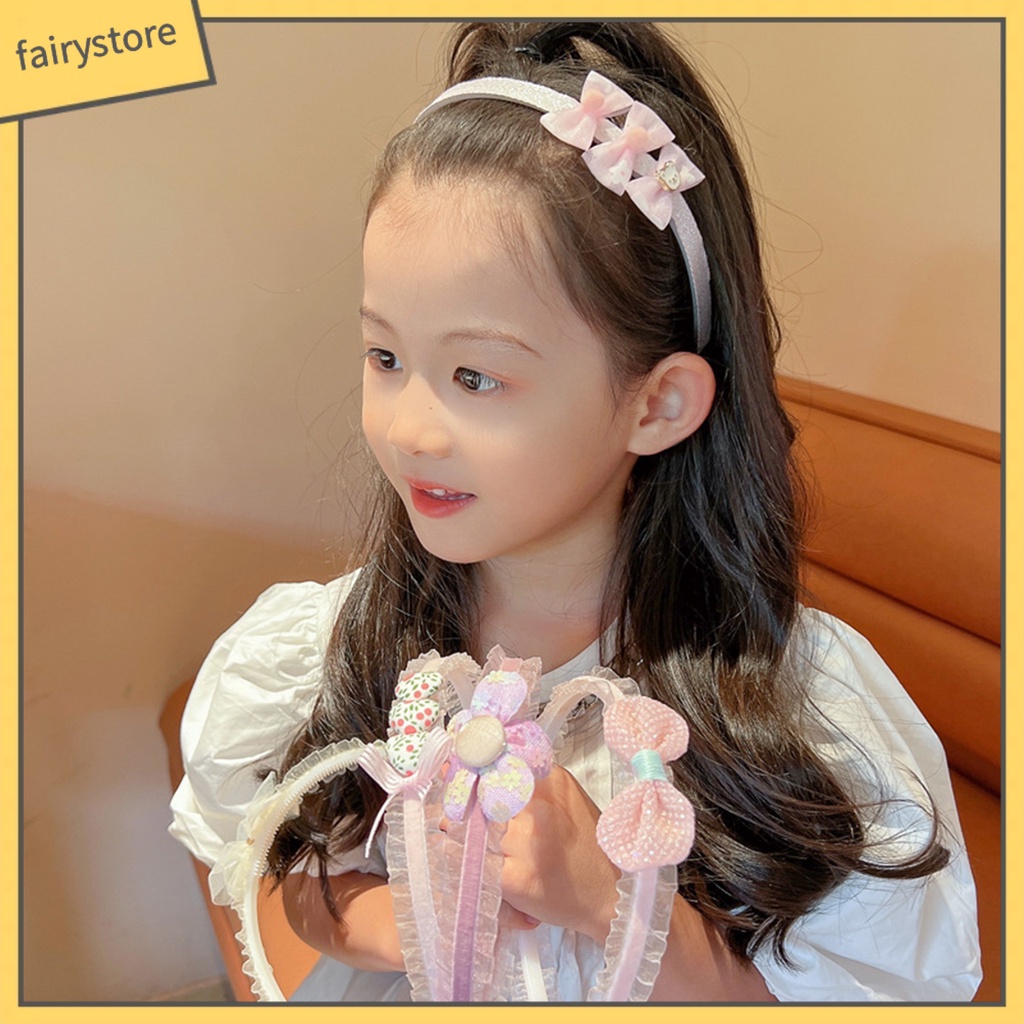 Băng Đô Nơ Đính Ngọc Trai Giả Lấp Lánh Co Giãn Dành Cho Bé Gái