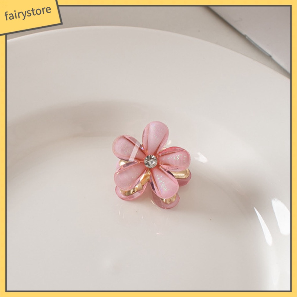 Set 2 Kẹp Tóc Kim Loại Hình Hoa Đính Đá Màu Sắc Tươi Sáng