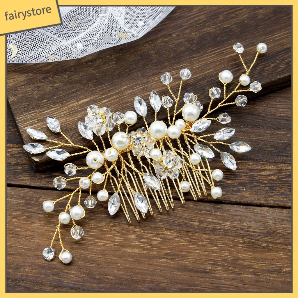 [FRO] Lược Cài Tóc Đính Ngọc Trai Giả Có Thể Tái Sử Dụng Nhiều Lần Trang Trí Đám Cưới