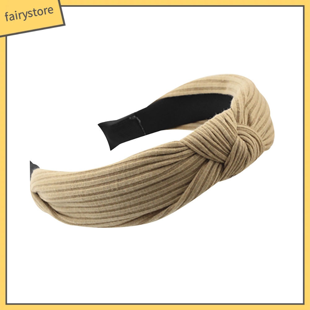 Băng Đô Cài Tóc Bản Rộng Thắt Nút Họa Tiết Kẻ Sọc Màu Trơn Thời Trang Cho Nữ