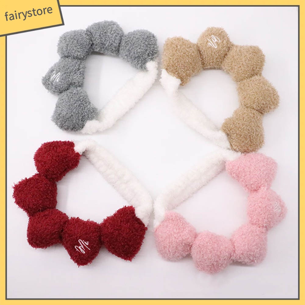 Băng Đô Cài Tóc Mềm Mại Hình Trái Tim Dễ Thương Dùng Rửa Mặt / Trang Điểm Cho Nữ