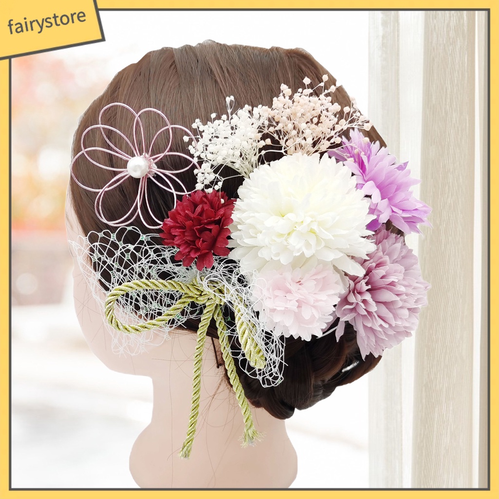 Set 9 Kẹp Tóc Chữ U Đính Hoa Cúc Nhân Tạo Đơn Giản