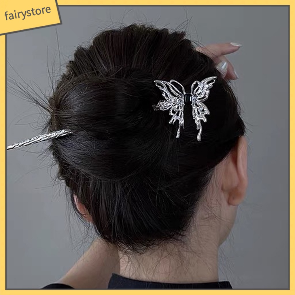 Trâm Cài Tóc Mạ Điện Hình Bướm Đính Đá Cổ Điển Cho Nữ