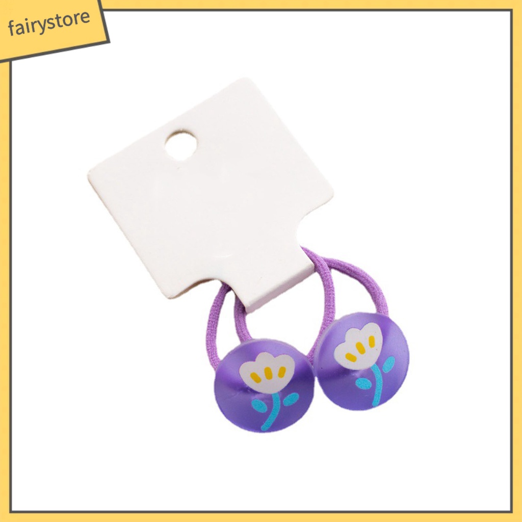 1 Cặp Dây Buộc Tóc Cao Su Mềm In Hoa Màu Kẹo Ngọt Dành Cho Bé