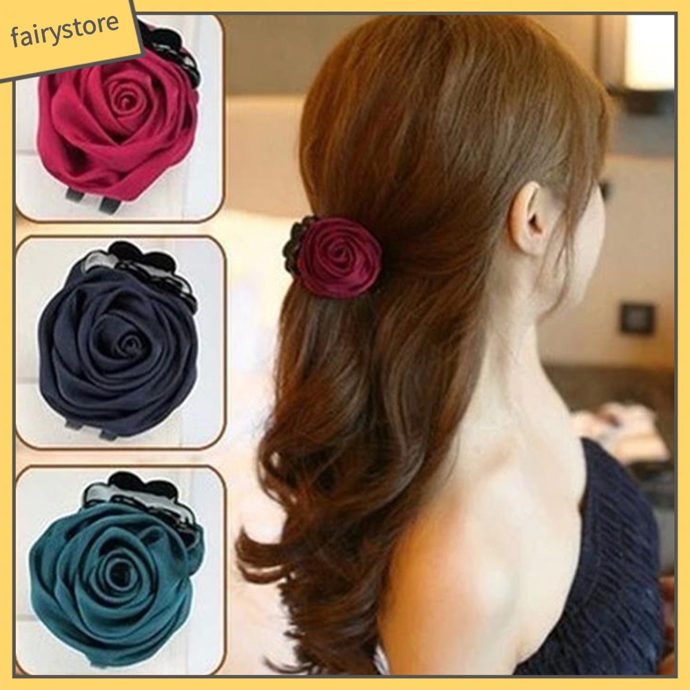 Kẹp Tóc Hoa Hồng Vải Thời Trang Cho Nữ
