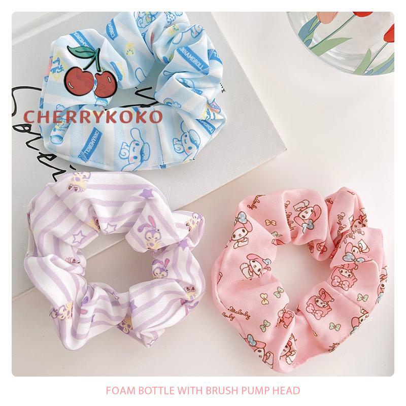 🍒🍒CHERRYKOKO Dây Buộc Tóc Cao Su Bọc Vải Lông Hình Búp Bê Sanrio Dễ Thương Thời Trang Thu Đông