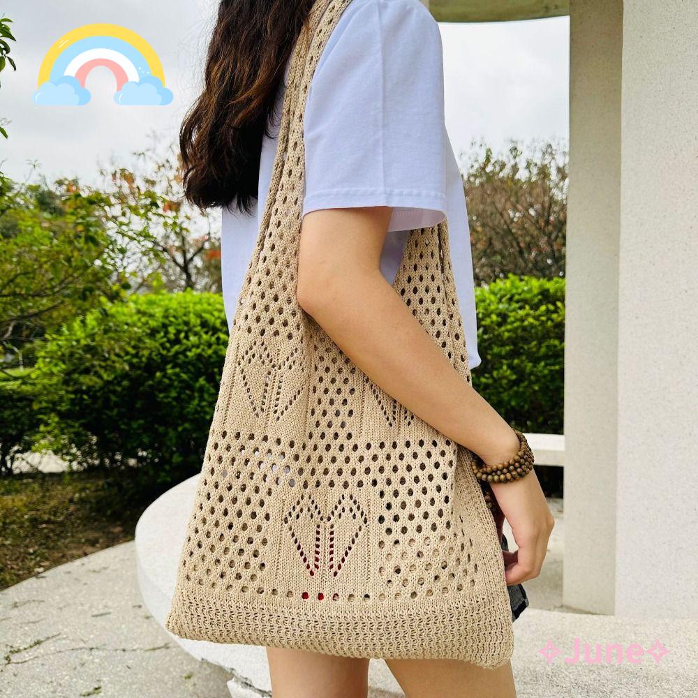 JUNE Túi Xách Đeo Vai Vải Dệt Kích Cỡ Lớn Thời Trang Dành Cho Nữ