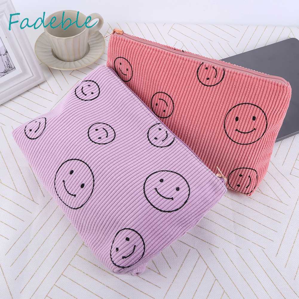 Túi Đựng Đồ Trang Điểm Hai Mặt Họa Tiết Cảm Xúc Dành Cho Nữ