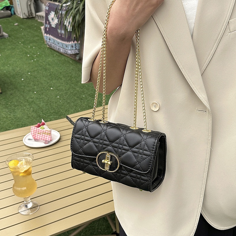 Ielgy Túi Đeo Vai Dây Xích Họa Tiết Quả Dứa Hình Thoi Ghép Màu Tinh Khiết Cá Tính Dành Cho Nữ