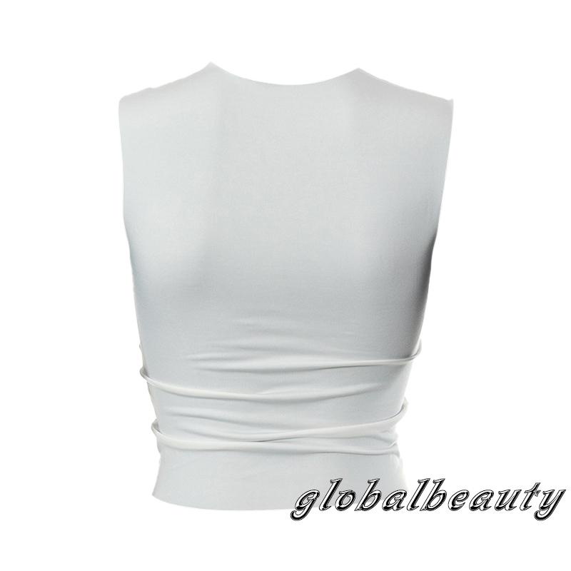 Áo Lửng Không Tay Cổ Chữ V Thời Trang Quyến Rũ Cho Nữ