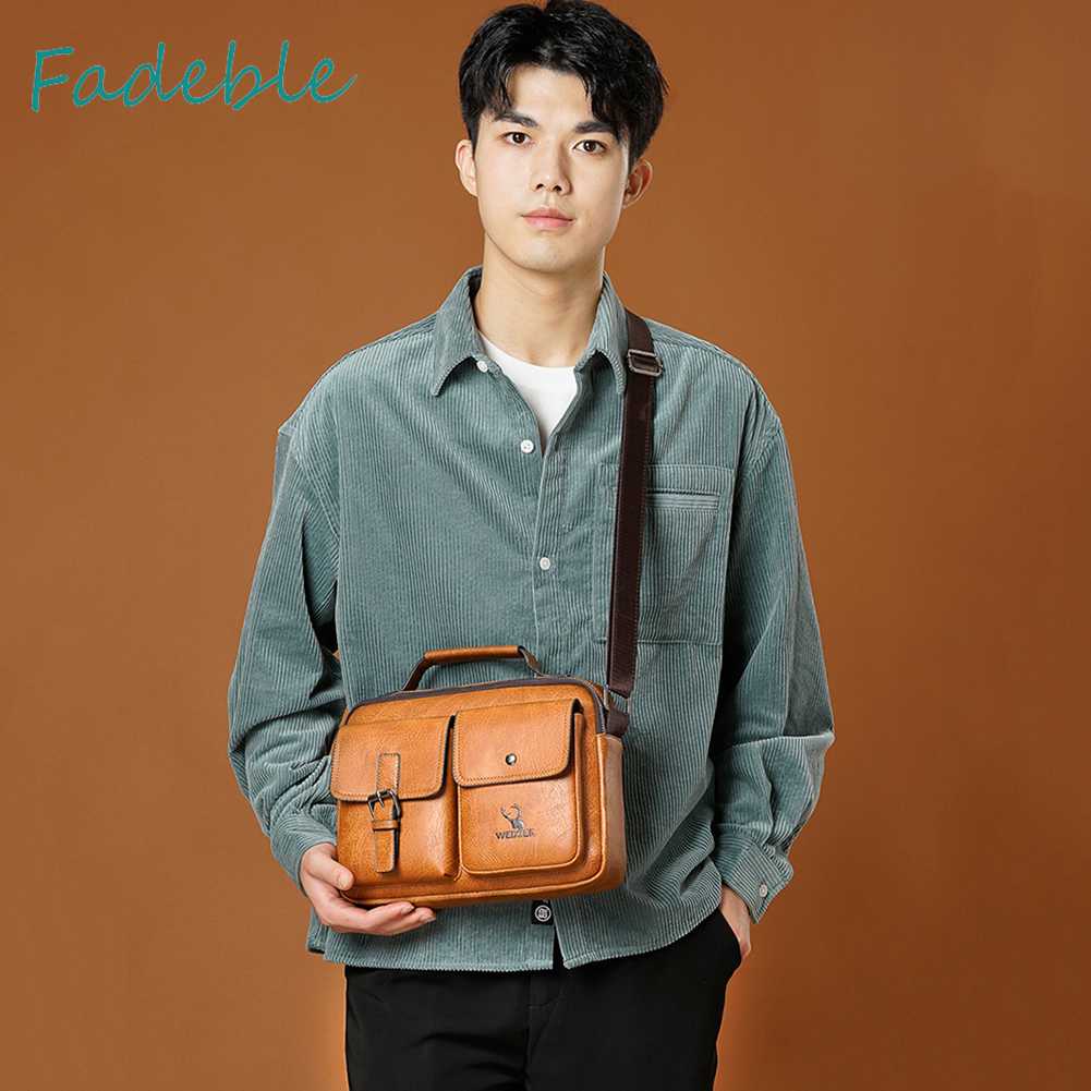 Túi Xách Da PU Nhiều Ngăn Phong Cách Vintage Cho Nam