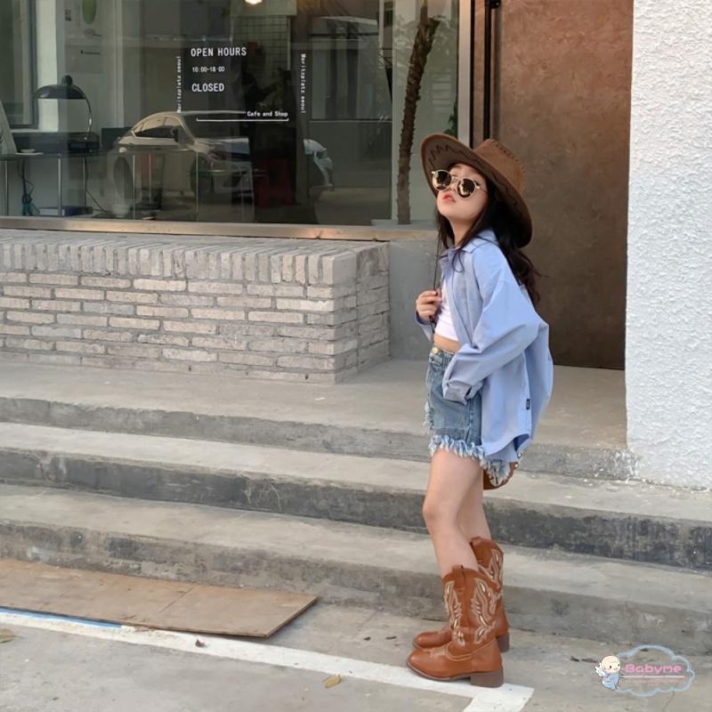 Quần Short denim Lưng Cao Thời Trang Cho Bé Gái