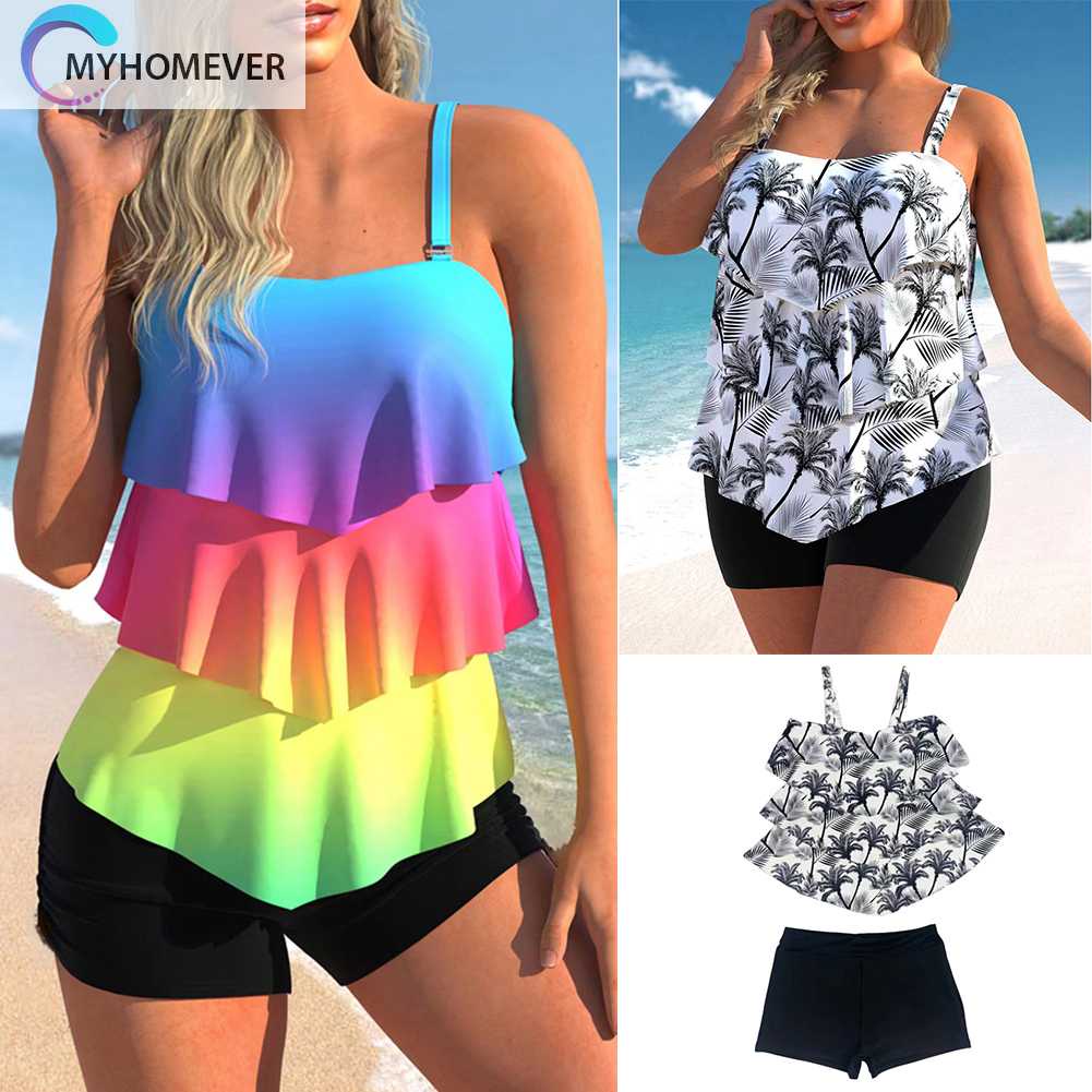 Bộ Đồ Bơi Hai Mảnh In Họa Tiết Kỹ Thuật Số Màu Gradient Thời Trang Cho Nữ