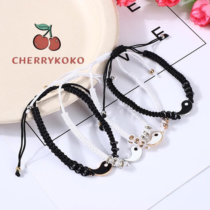 🍒🍒CHERRYKOKO Vòng tay bằng hợp kim thiết kế mặt dây kết hợp âm dương thời trang cho cặp đôi