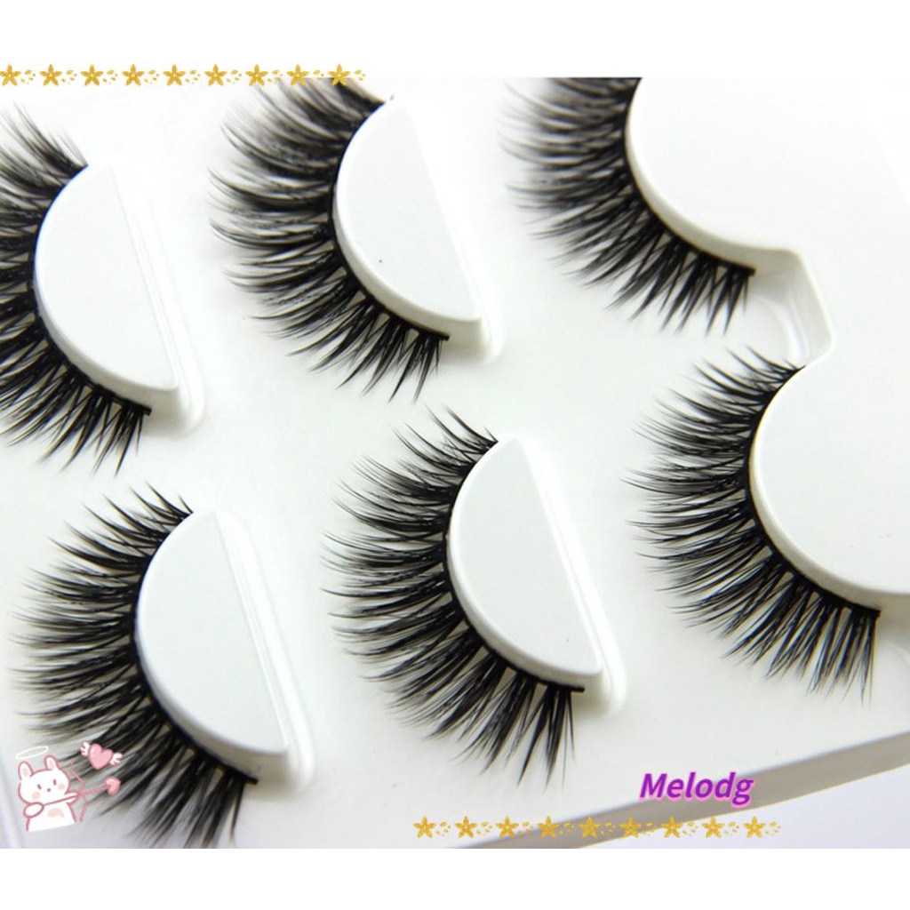 Set 3 Cặp Lông Mi Giả 3D Handmade Màu Đen Trang Điểm Dài Tự Nhiên