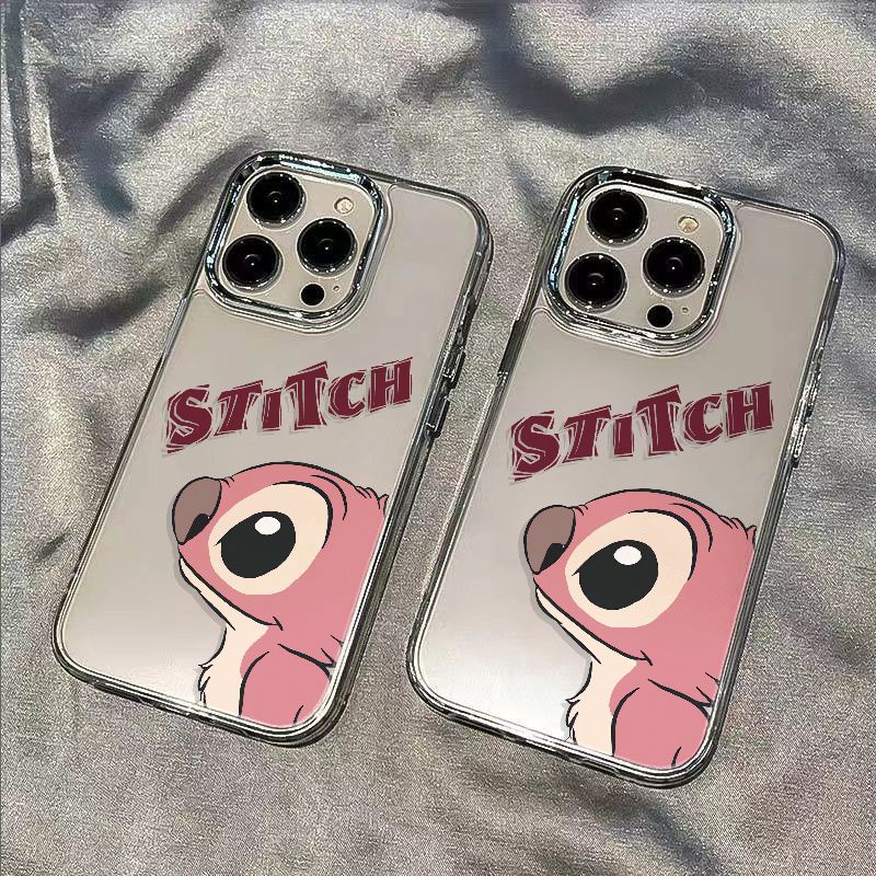 ✅Ốp Điện Thoại Dẻo Màu Hồng Họa Tiết Hoạt Hình Stitch Dễ Thương Chống Sốc Cho Iphone128ins plus 711 max1314pro AAO3