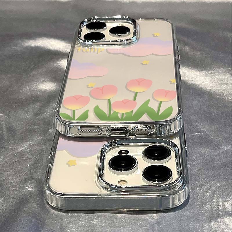 ✅Ốp Điện Thoại Mềm Chống Sốc Họa Tiết Hoa Tulip Cho Apple Iphone 12711In Style / 14pro 8P 13max RU4R